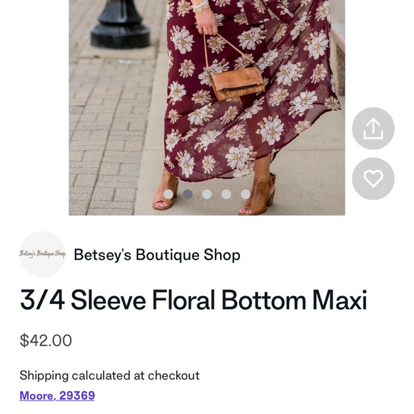 3/4 Sleeve Floral Maxi - Picture 2 of 8